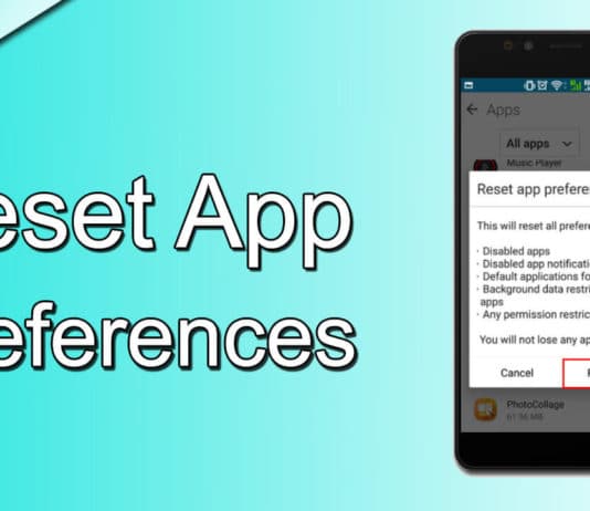 Reset app preferences