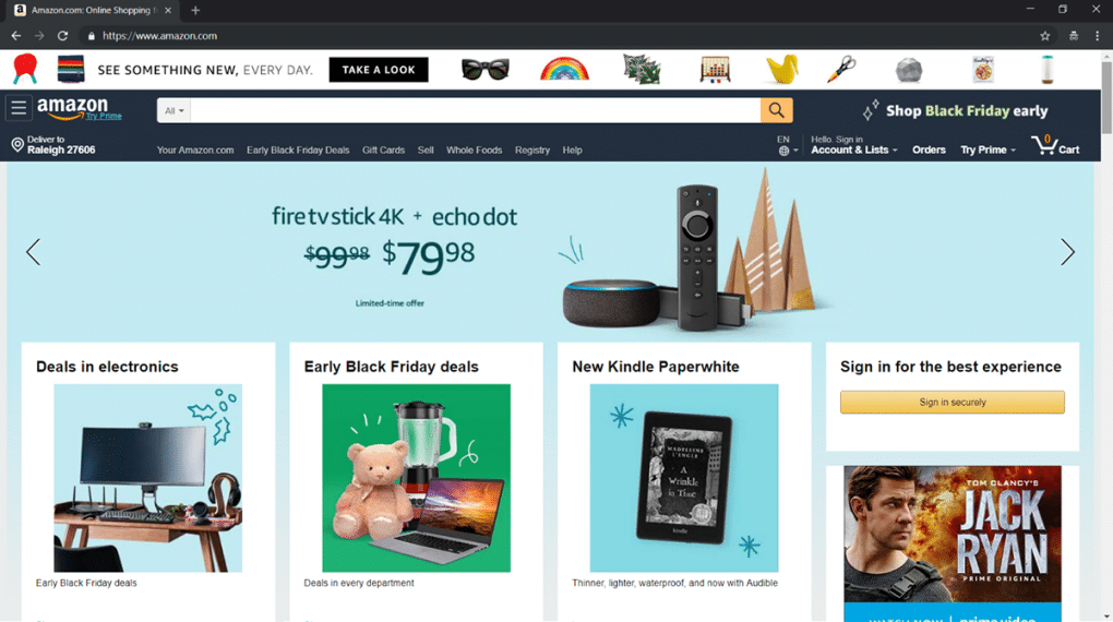 Through Amazon Homepage